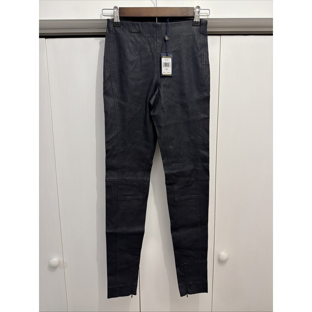 NWT POLO Ralph Lauren LAMB Leather Sz XS, SKINNY Trousers Pants/Leggings‎ $998